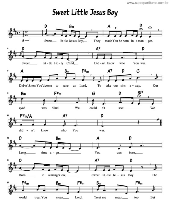 Partitura da música Sweet Little Jesus Boy