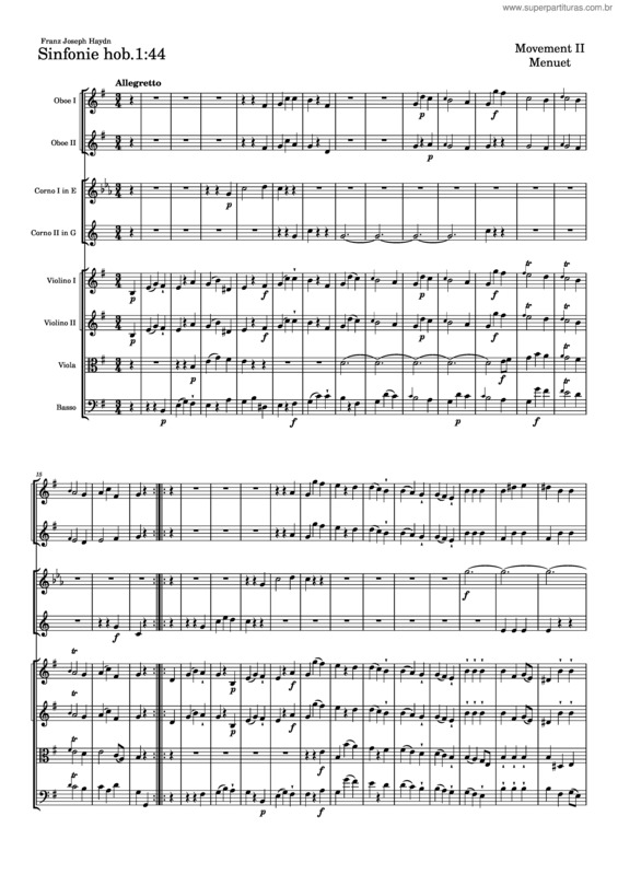 Partitura da música Symphony No.44 In E Minor, Hob.I:44