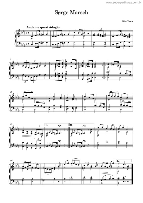 Partitura da música Sørge Marsch