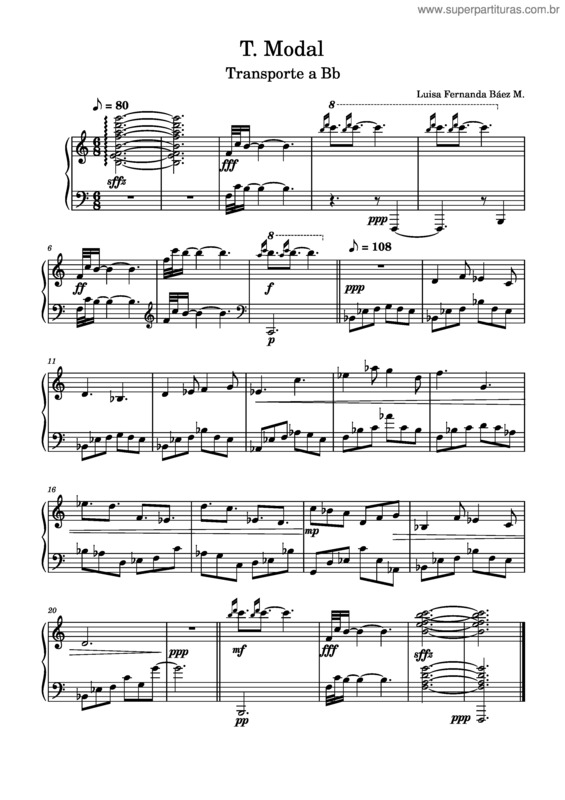 Partitura da música T. Modal