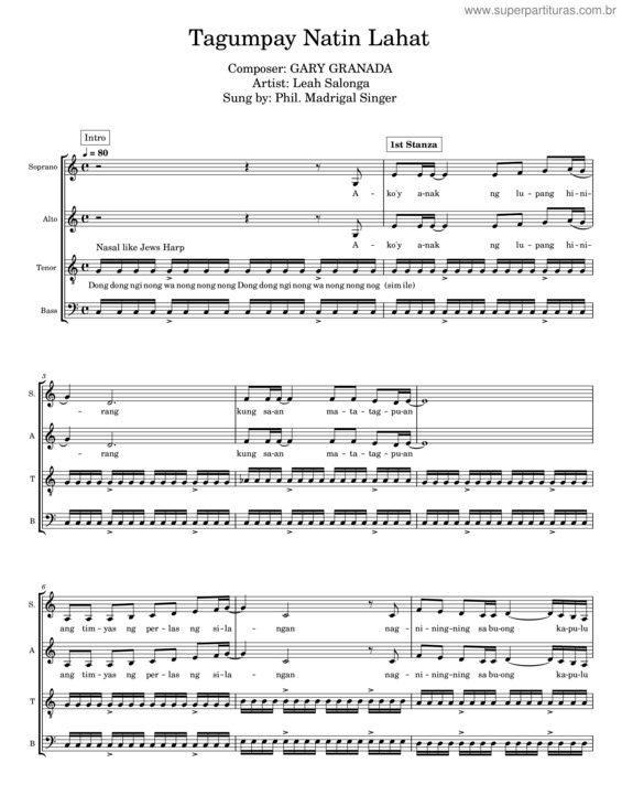 Partitura da música Tagumpay Natin Lahat