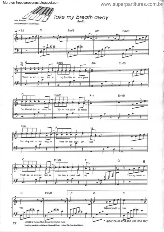 Partitura da música Take My Breath Away v.8