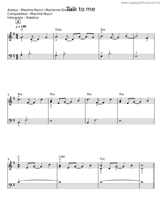 Partitura da música Talk To Me