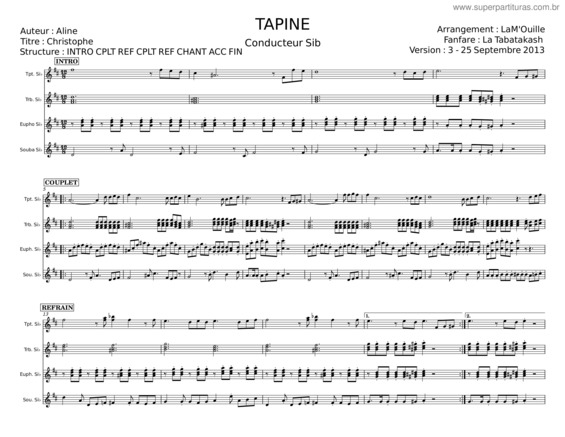 Partitura da música Tapine