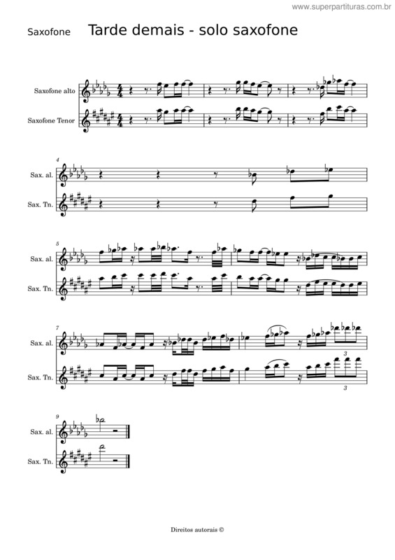 Partitura da música Tarde Demais v.2