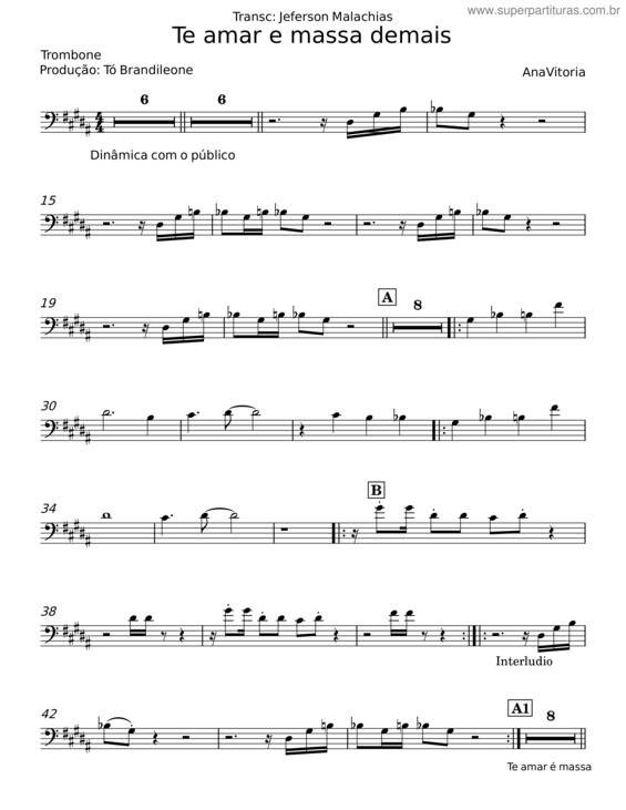 Partitura da música Te Amar É Massa Demais