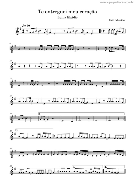 Partitura da música Te Entreguei Meu Coração v.3