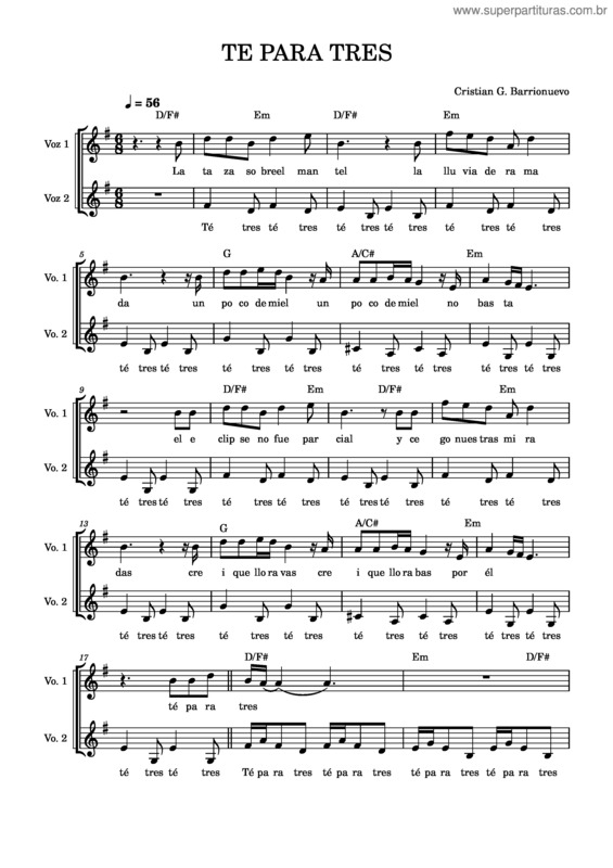 Partitura da música Té Para Tres v.2