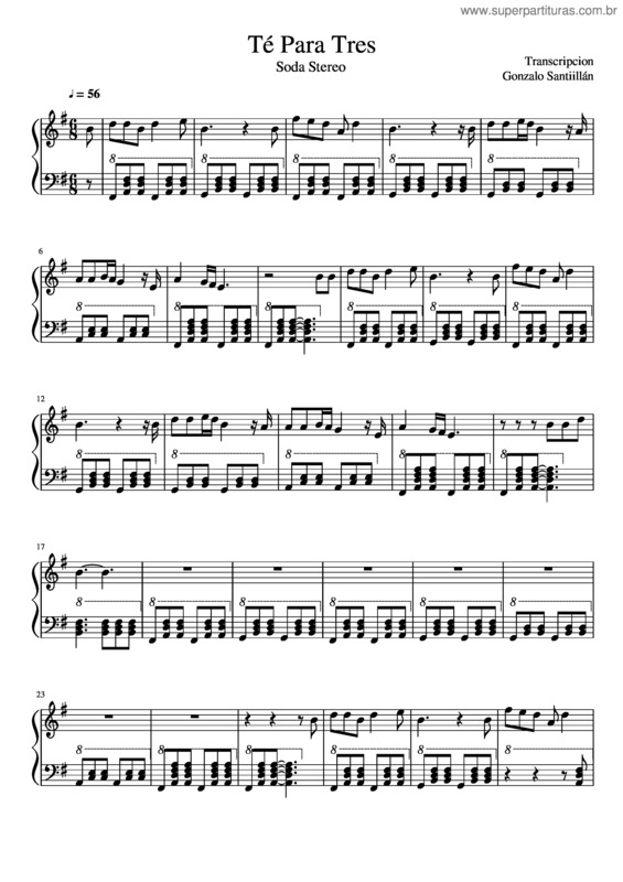 Partitura da música Té Para Tres