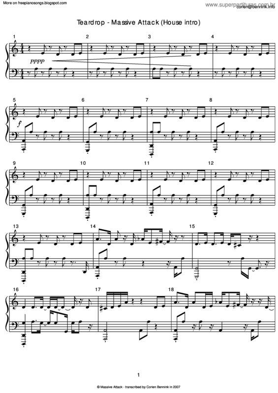 Partitura da música Teardrop