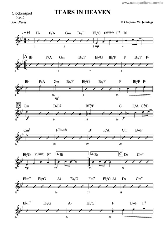 Partitura da música Tears In Heaven v.12