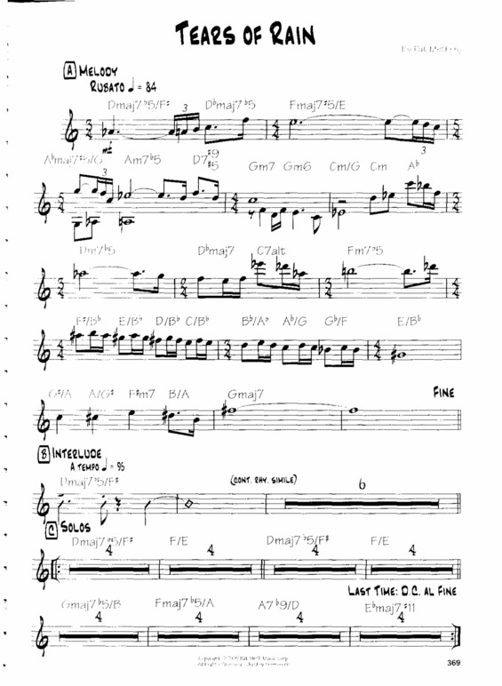 Partitura da música Tears Of Rain