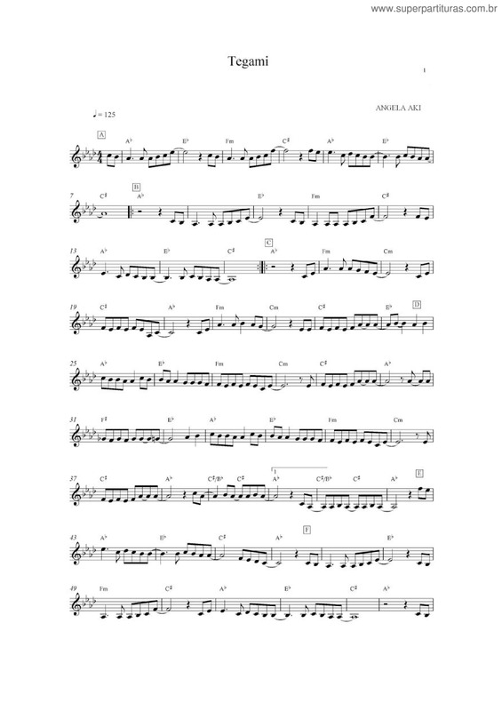 Partitura da música Tegami