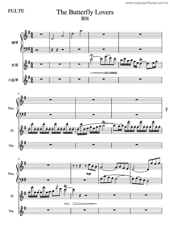 Partitura da música Teh Butterfly Lovers