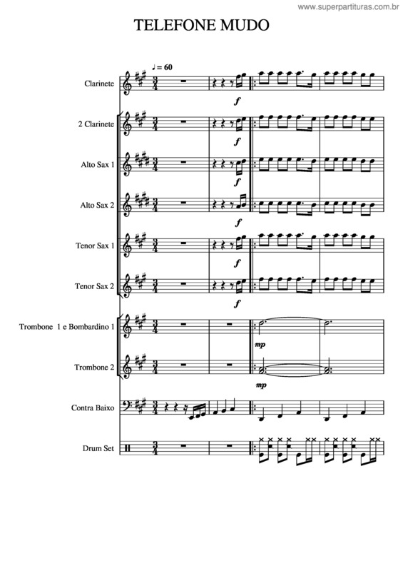 Partitura da música Telefone Mudo v.3