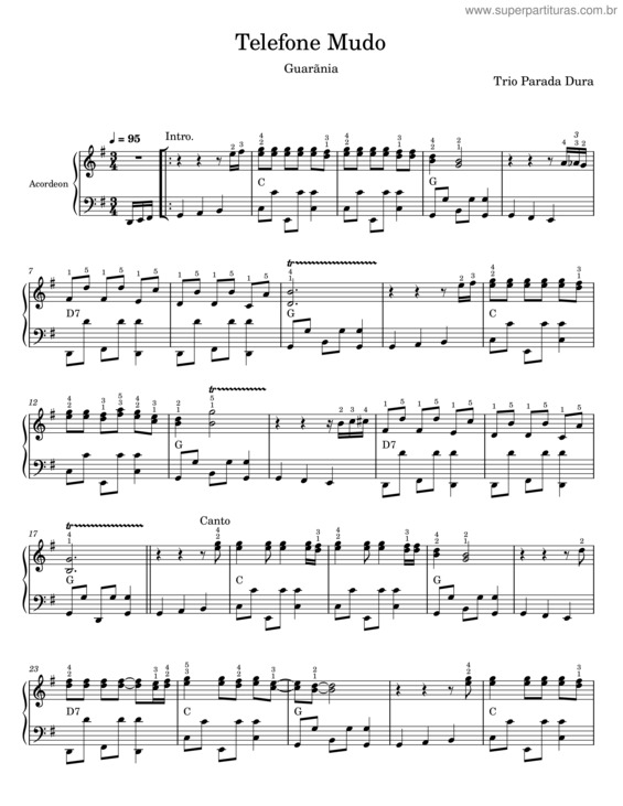 Partitura da música Telefone Mudo v.5