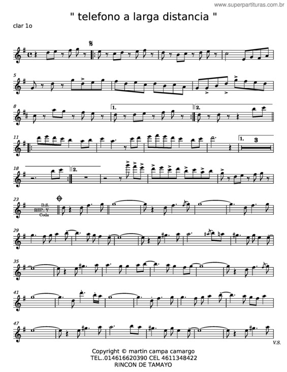 Partitura da música Teléfono A Larga Distancia v.2