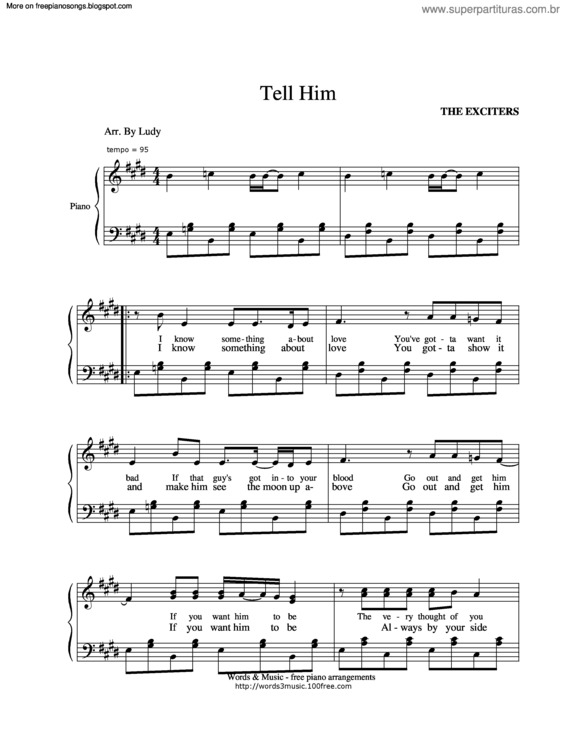 Partitura da música Tell Him v.5