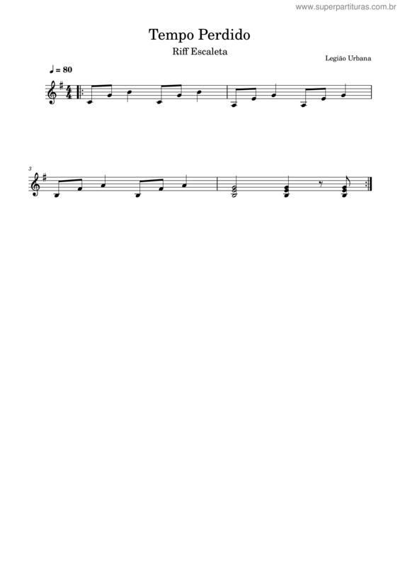 Partitura da música Tempo Perdido Riff Escaleta