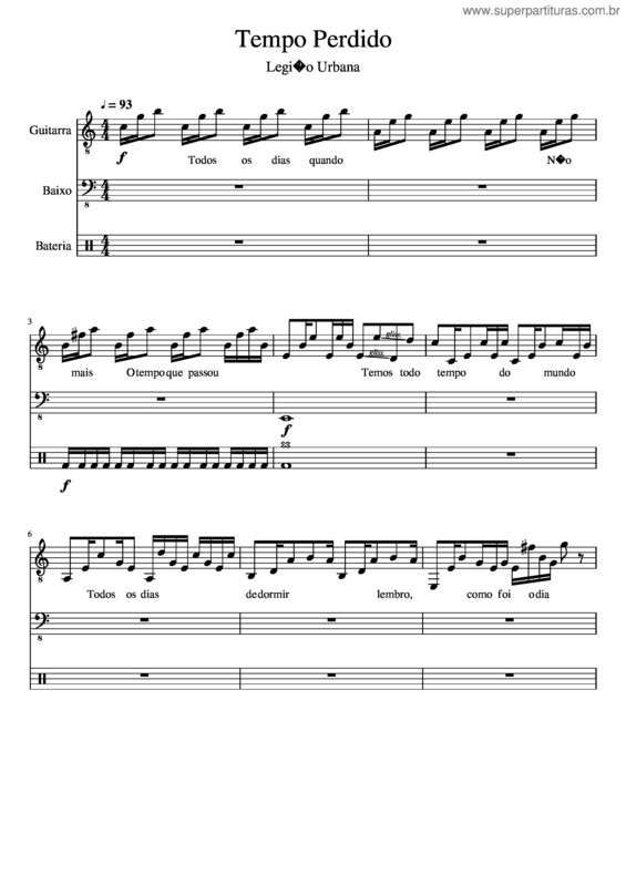 Partitura da música Tempo Perdido v.15