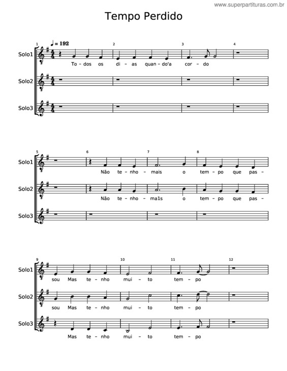 Partitura da música Tempo Perdido v.17