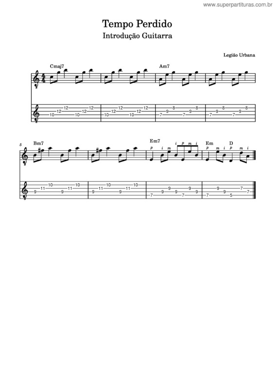 Partitura da música Tempo Perdido v.21