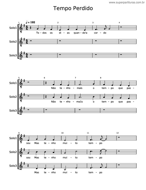 Partitura da música Tempo Perdido v.9