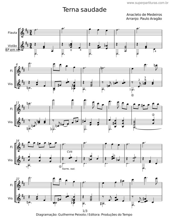 Partitura da música Terna Saudade v.17