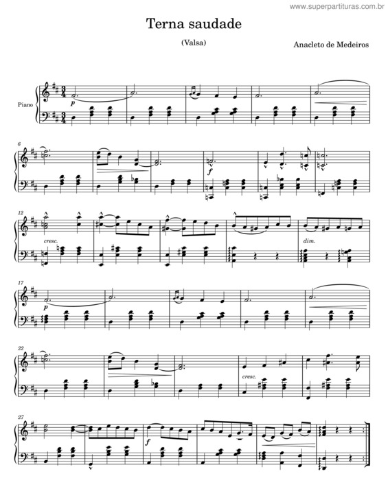 Partitura da música Terna Saudade v.19