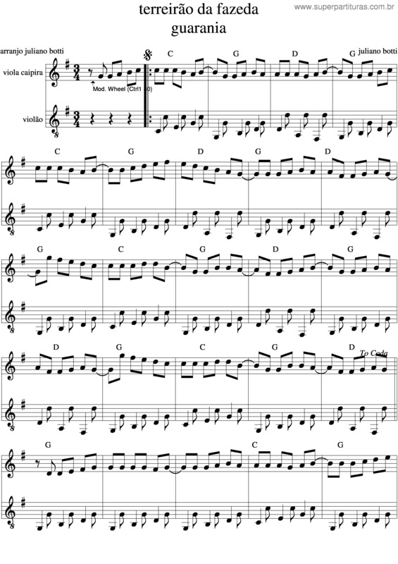 Partitura da música Terreirão Da Fazenda