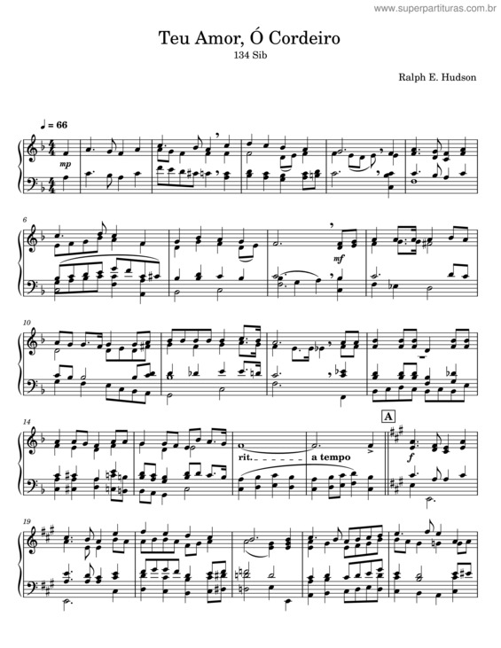 Partitura da música Teu Amor, Ó Cordeiro