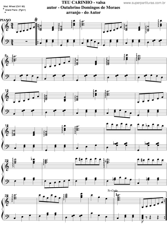 Partitura da música Teu Carinho v.4