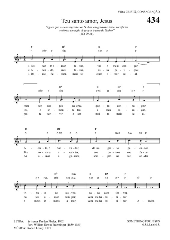 Partitura da música Teu Santo Amor Jesus