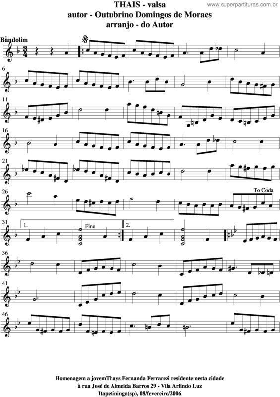 Partitura da música Thais v.4