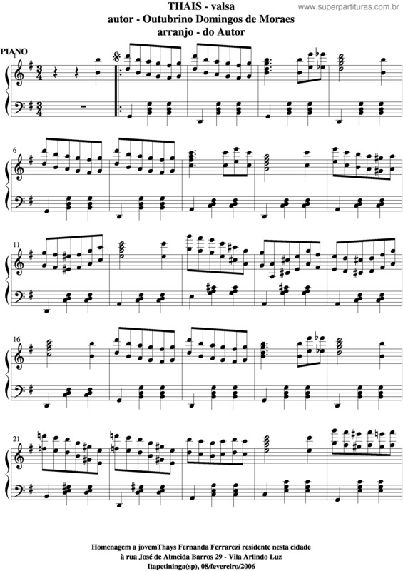 Partitura da música Thais v.6