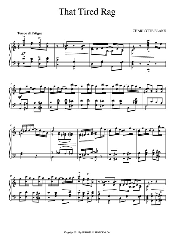 Partitura da música That Tired Rag