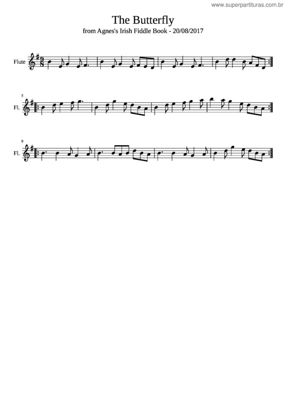 Partitura da música The Butterfly From Agnes S Irish Fiddle Book