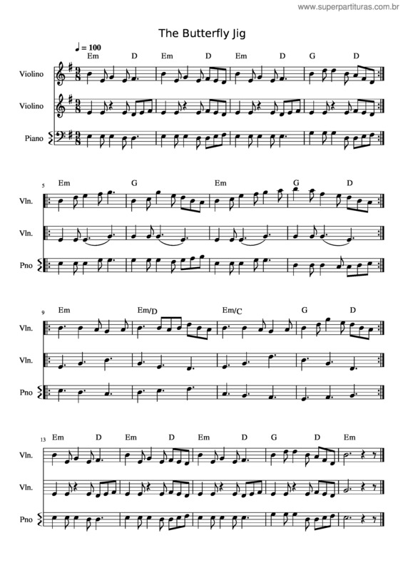 Partitura da música The Butterfly Jig