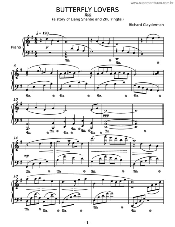 Partitura da música The Butterfly Lovers v.2