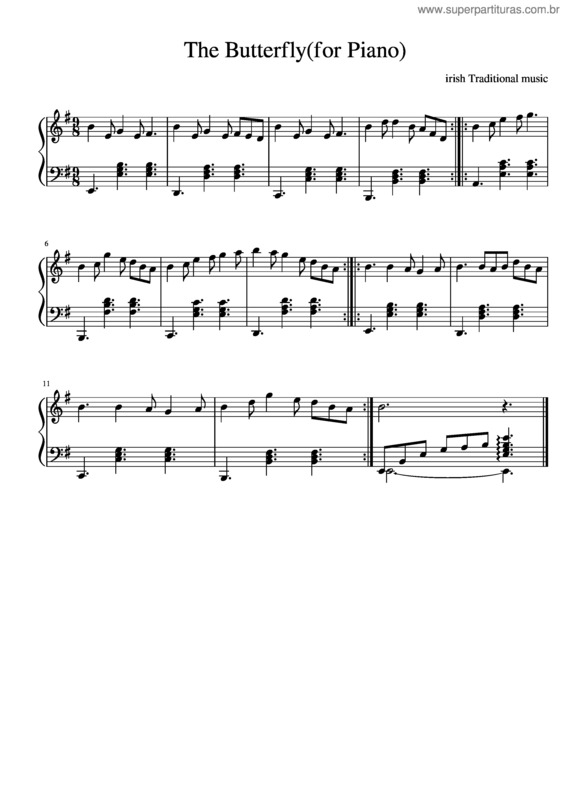 Partitura da música The Butterfly v.3