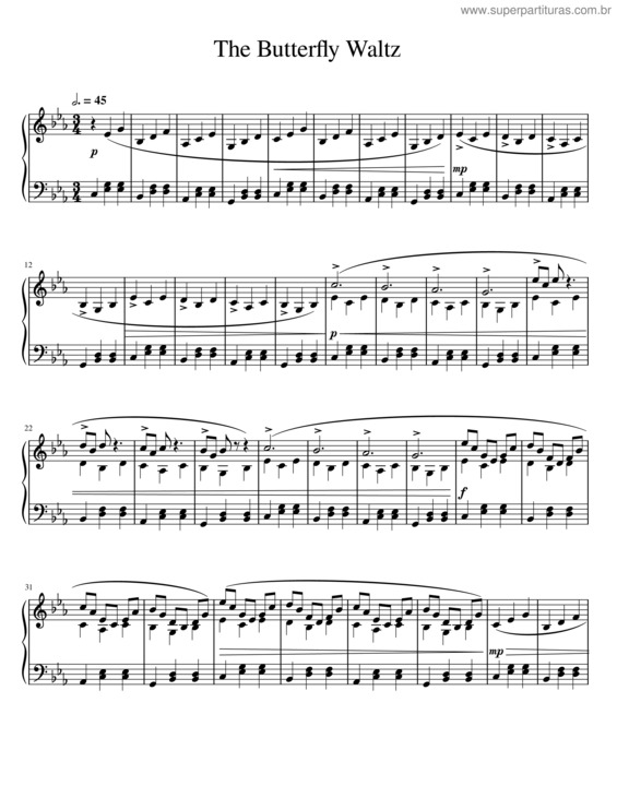 Partitura da música The Butterfly Waltz