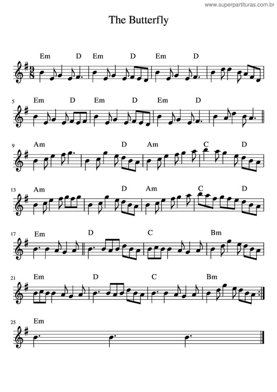 Partitura da música The Butterfly