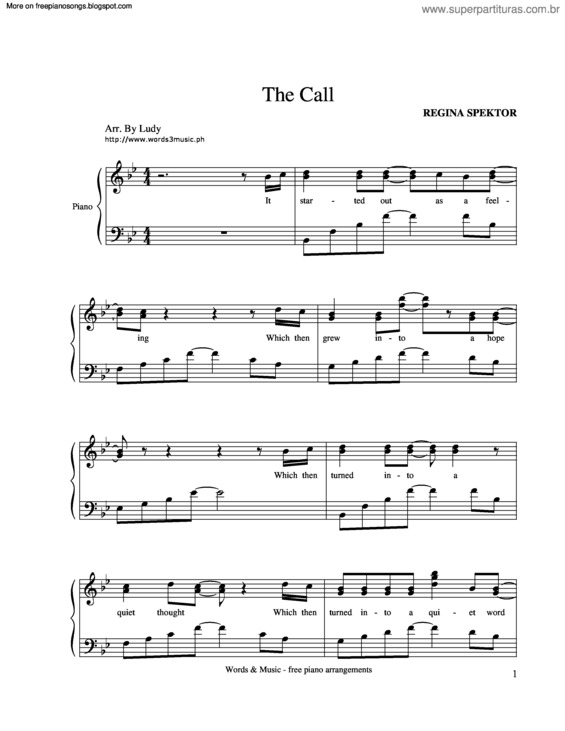 Partitura da música The Call v.5