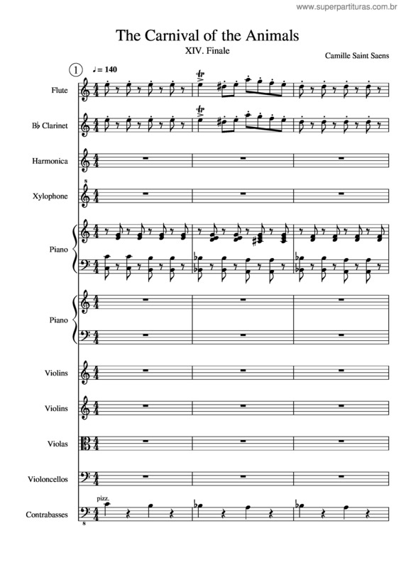 Partitura da música The Carnival Of The Animals