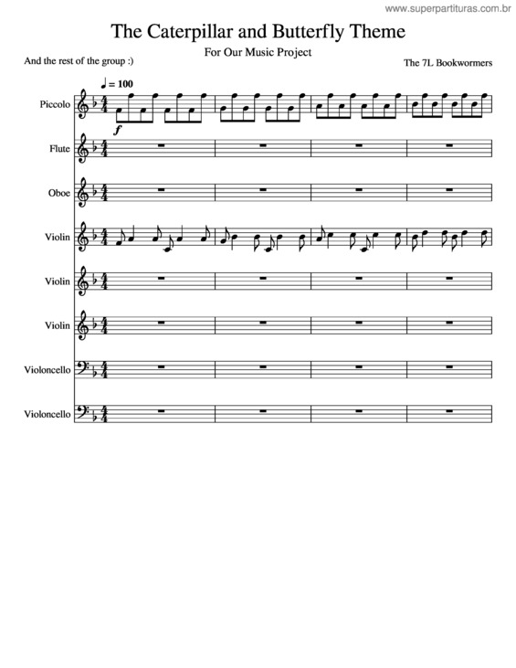 Partitura da música The Caterpillar And Butterfly Theme