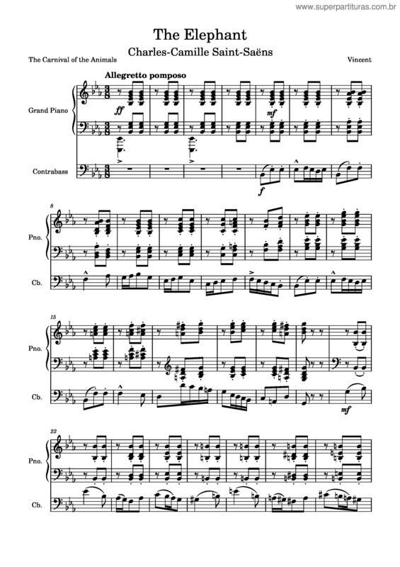 Partitura da música The Elephant v.2