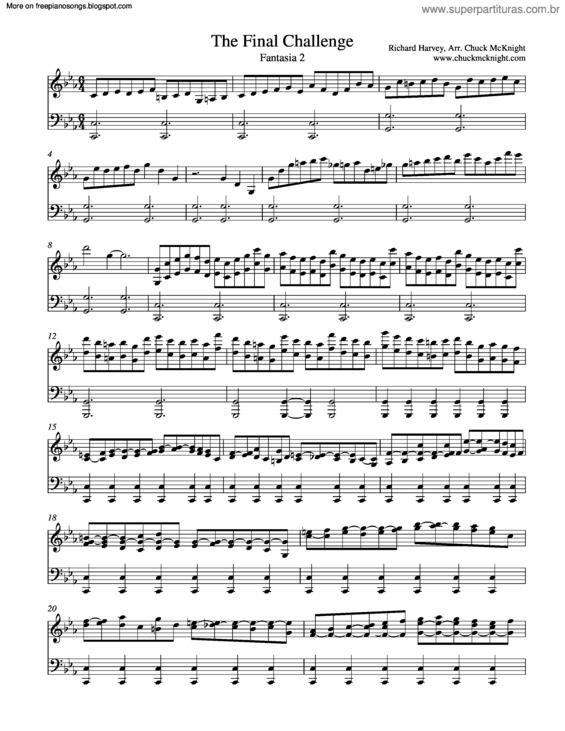 Partitura da música The Final Challenge (Fantasia 2)