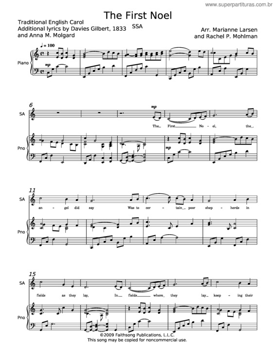 Partitura da música The First Noel v.5