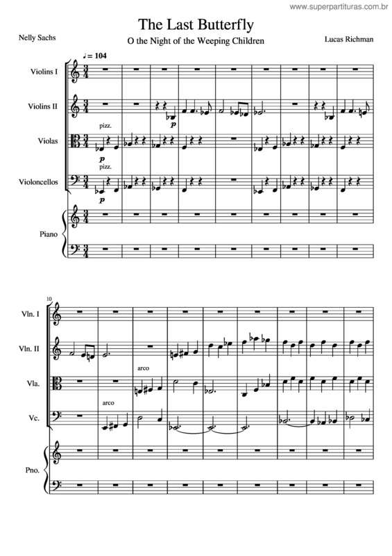 Partitura da música The Last Butterfly