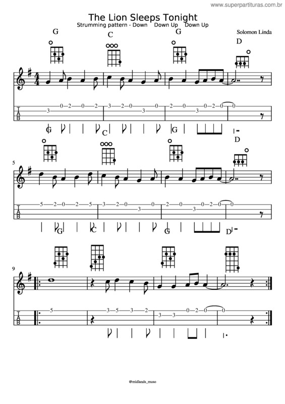 Partitura da música The Lion Sleeps Tonight v.4